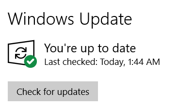 Меню Windows Update