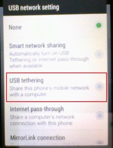 Paramètres de partage de connexion Android