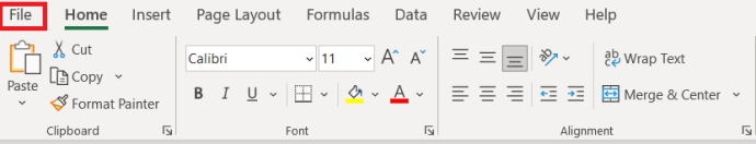 Головне меню Excel 2