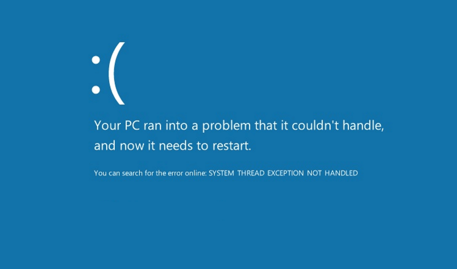 So beheben Sie SYSTEM_THREAD_EXCEPTION_NOT_HANDLED in Windows 10