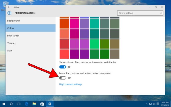 Windows 10 rend la barre des tâches de démarrage transparente