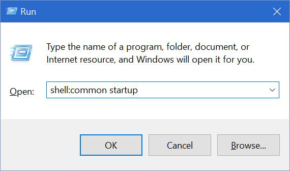 dossier de démarrage commun de Windows 10
