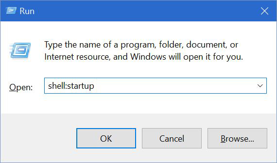 dossier de démarrage de l'utilisateur Windows 10