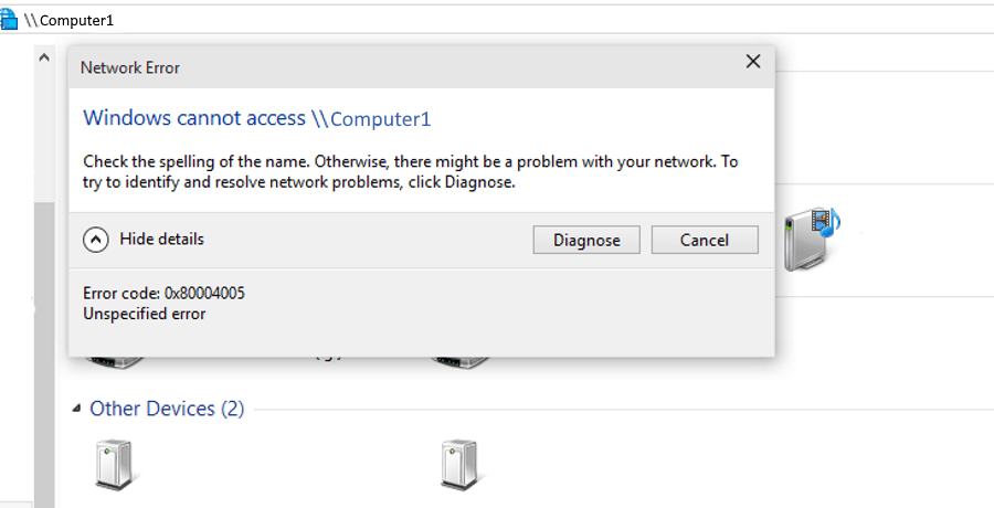 So beheben Sie den Fehlercode „Windows kann nicht auf den Computer zugreifen“ 0x80004005