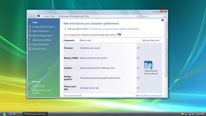 Vista Windows Erfahrungsindex